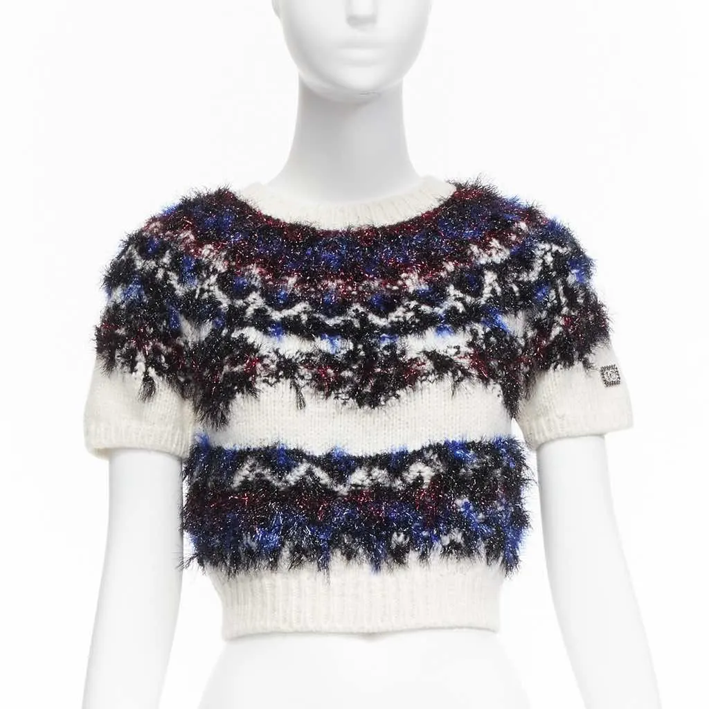 Chanel CC Cropped Sweater Beige Polyamide Never worn - Front View
