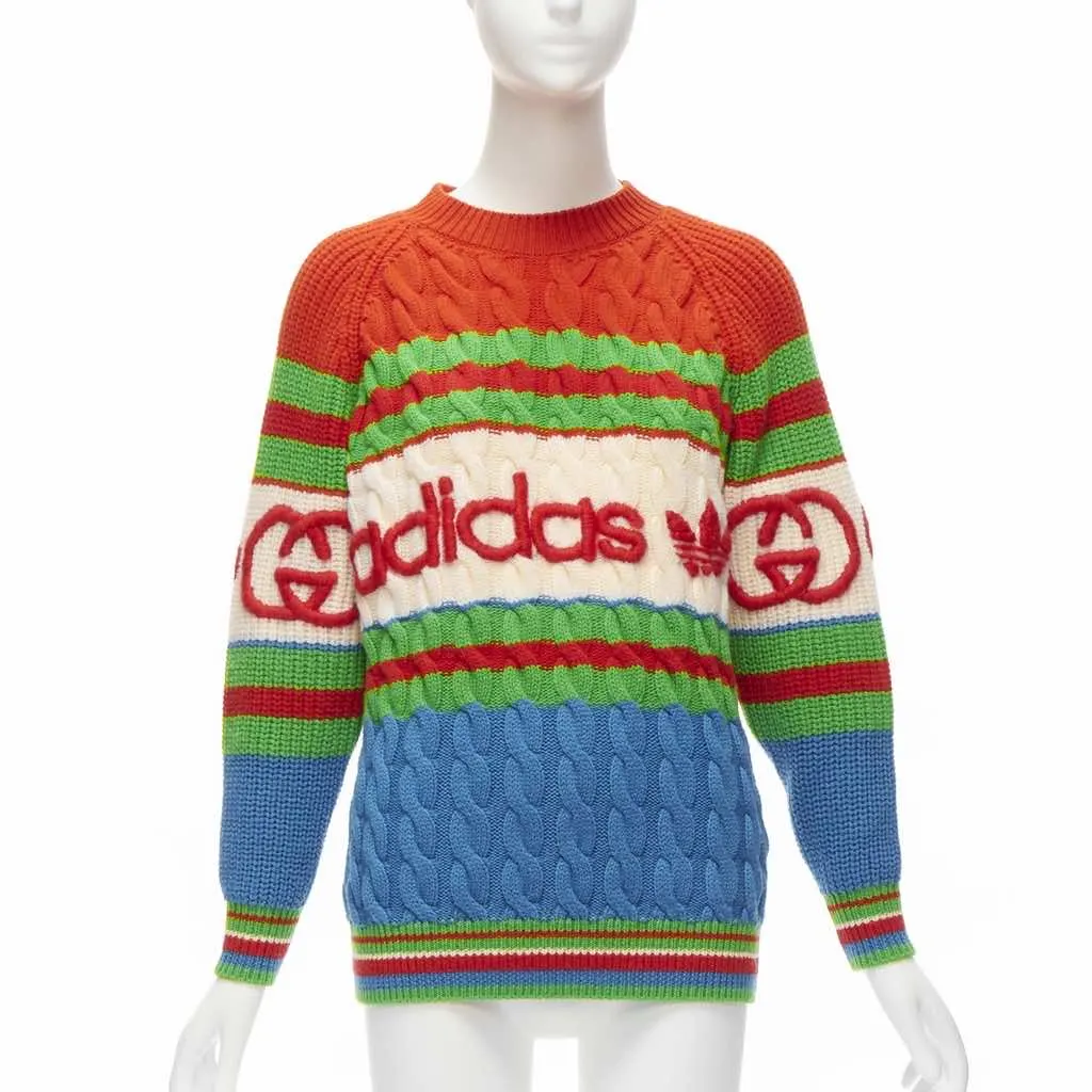 Gucci 3D Logo Cable Sweater MultiColor Wool Never worn - Front View