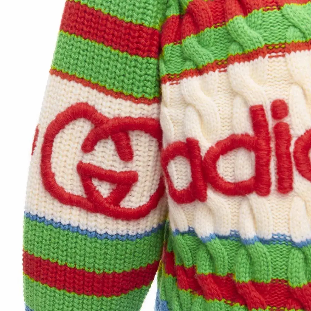 Gucci 3D Logo Cable Sweater MultiColor Wool Never worn - Back View