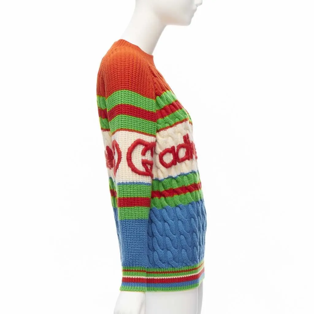 Gucci 3D Logo Cable Sweater MultiColor Wool Never worn - Model View