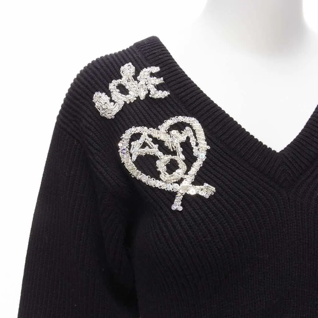 Alexander McQueen Logo Peplum Sweater Black Wool Never worn - Back View