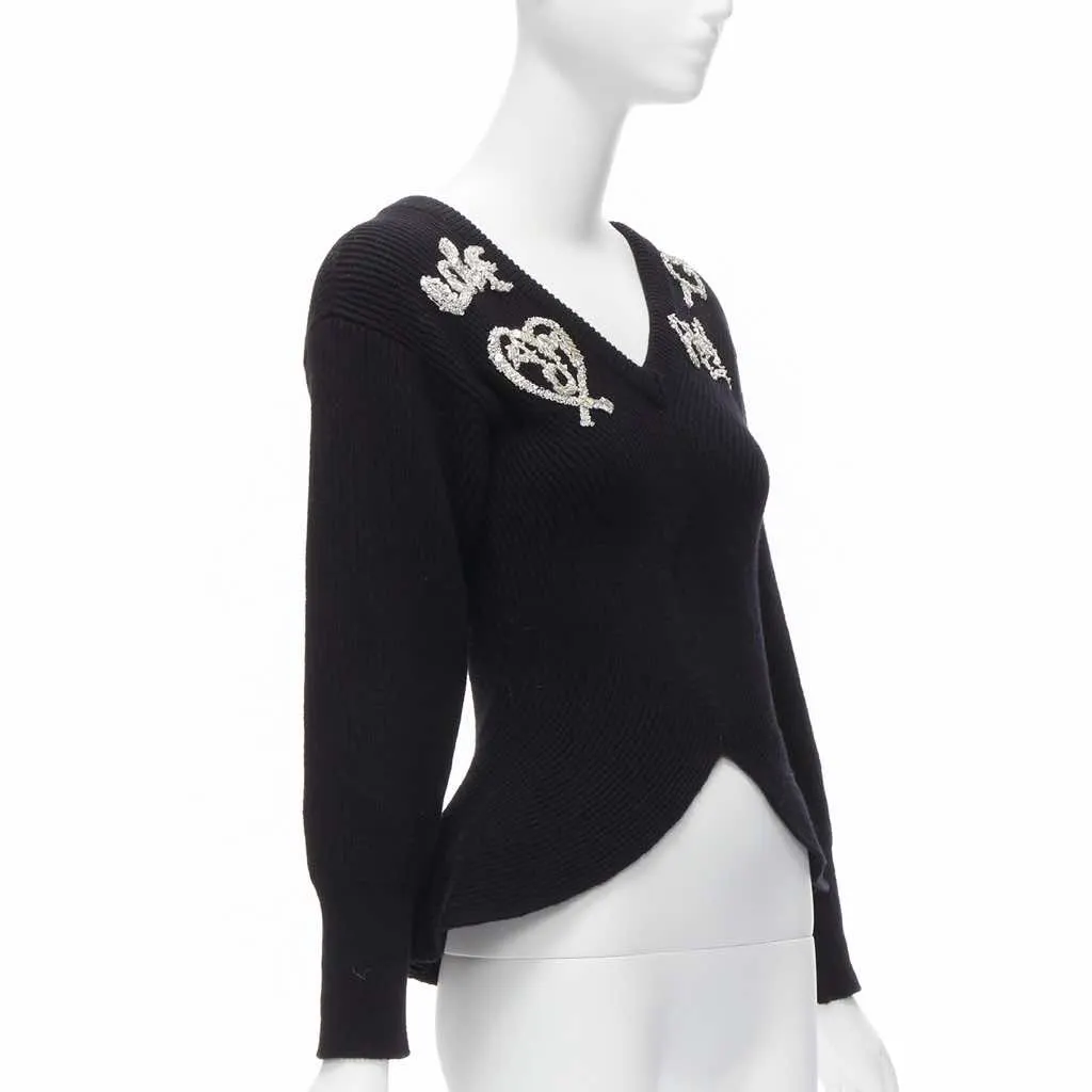 Alexander McQueen Logo Peplum Sweater Black Wool Never worn - Inside View
