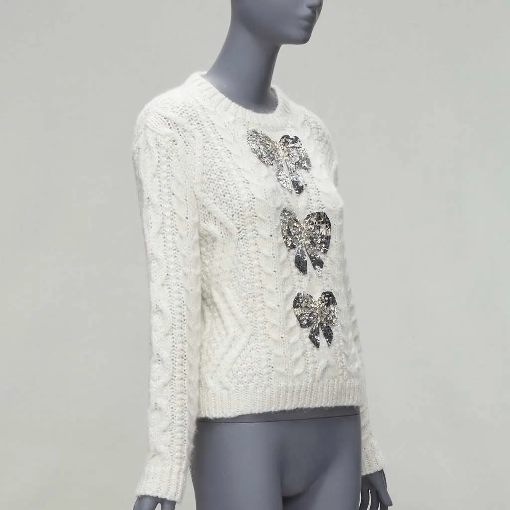 Valentino Sequins Bow Sweater White Polyester Never worn - Back View