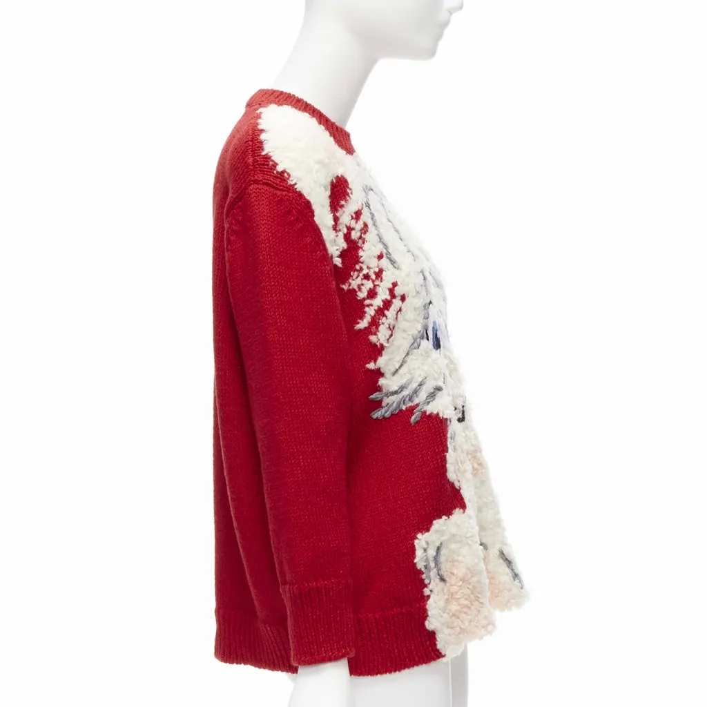 Stella McCartney Bunny Textured Sweater Red Wool Never worn - Model View