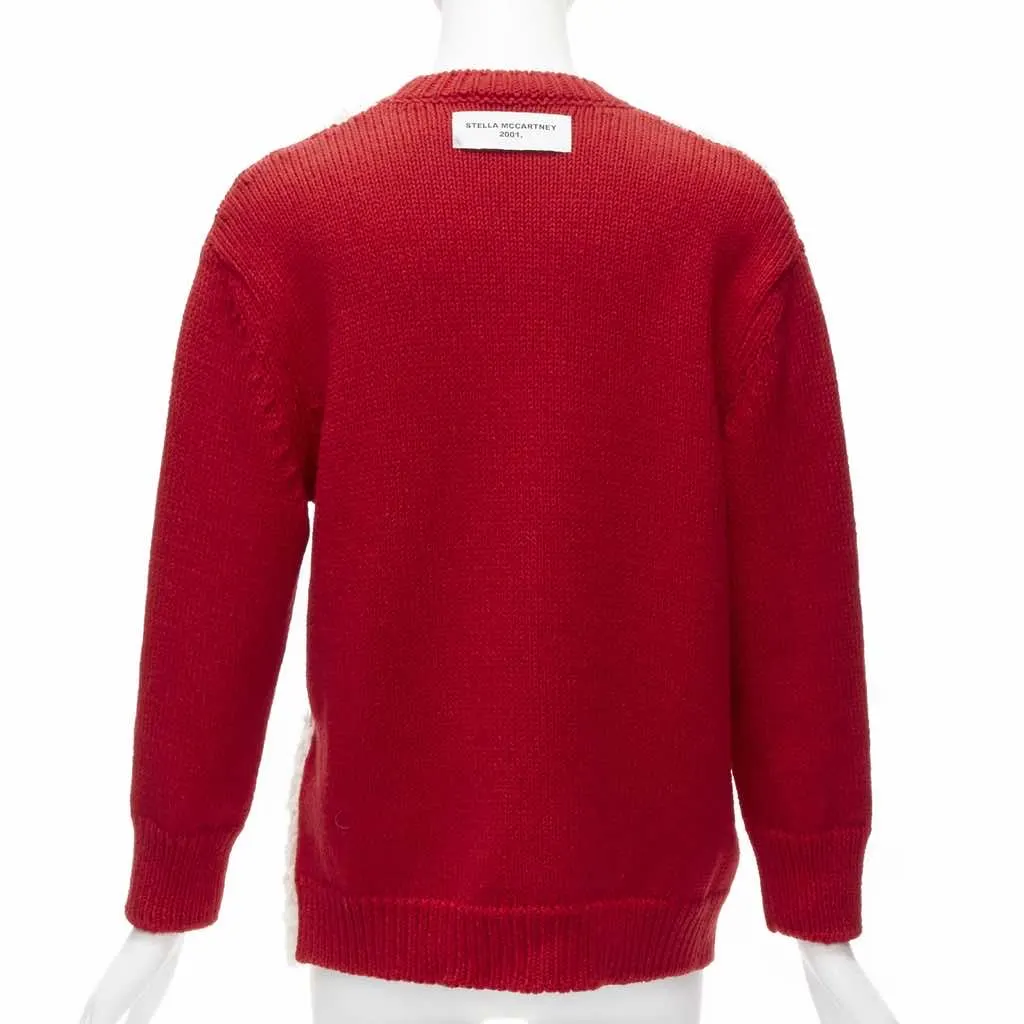 Stella McCartney Bunny Textured Sweater Red Wool Never worn - Box View