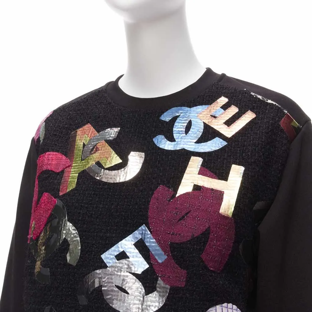 Chanel Metallic Graphic Sweater Black Cotton Never worn - Back View