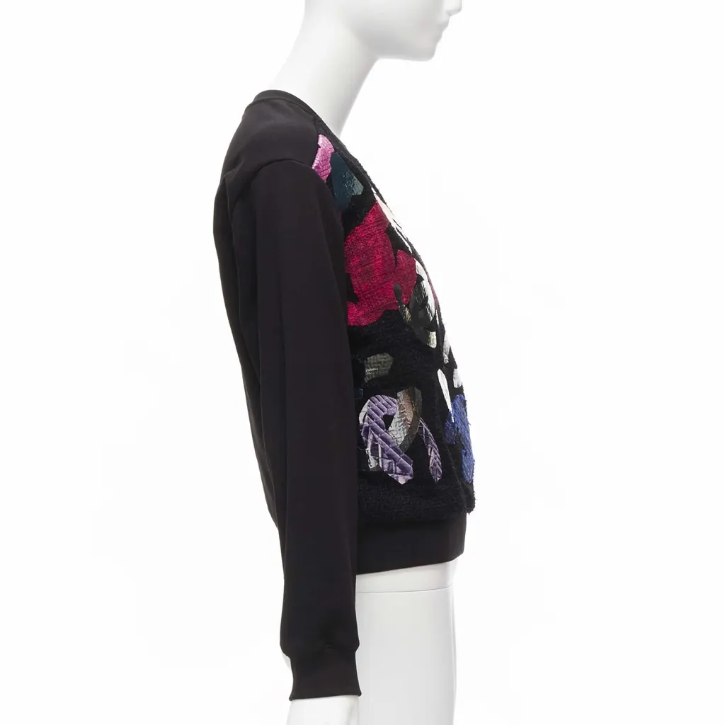 Chanel Metallic Graphic Sweater Black Cotton Never worn - Model View