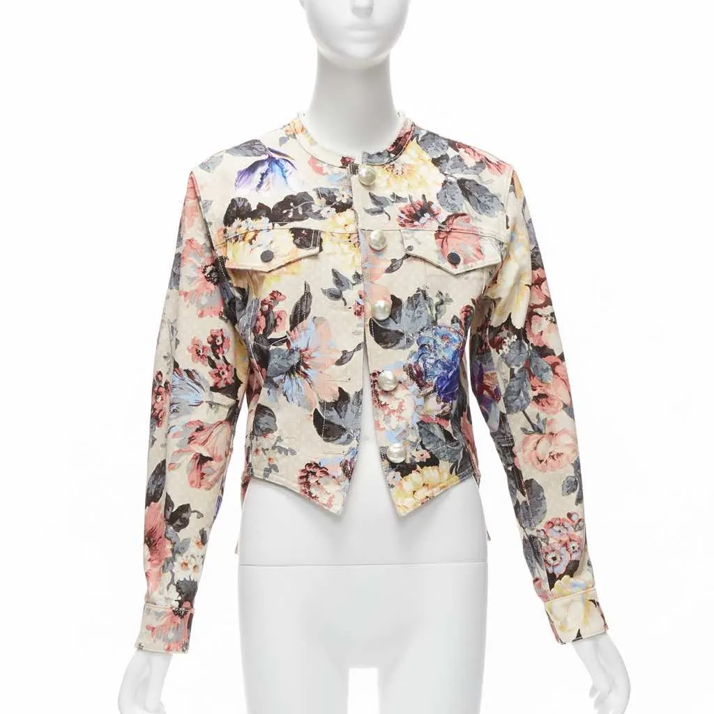 Louis Vuitton Vintage Flower Cropped Jacket Pink Cotton Never worn - Inside View