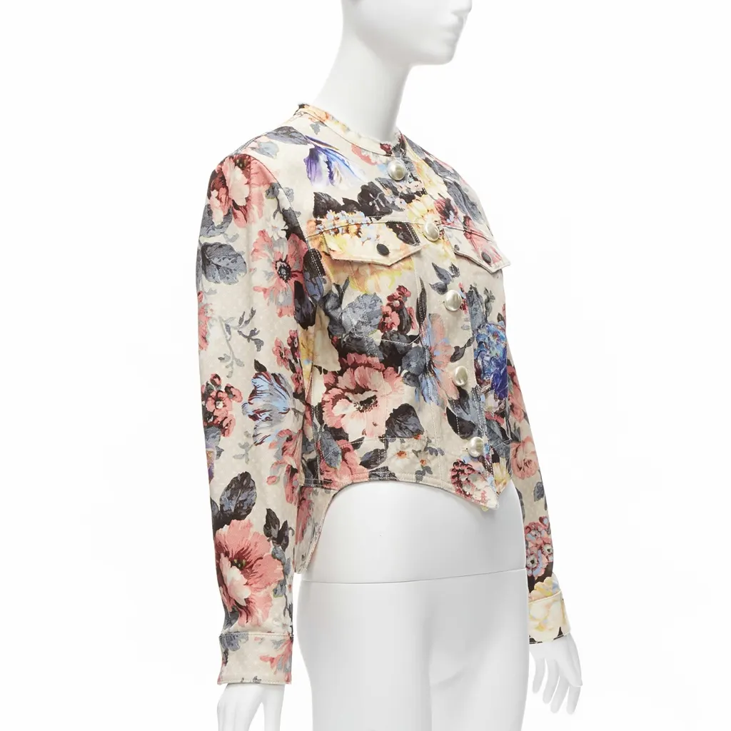 Louis Vuitton Vintage Flower Cropped Jacket Pink Cotton Never worn - Model View