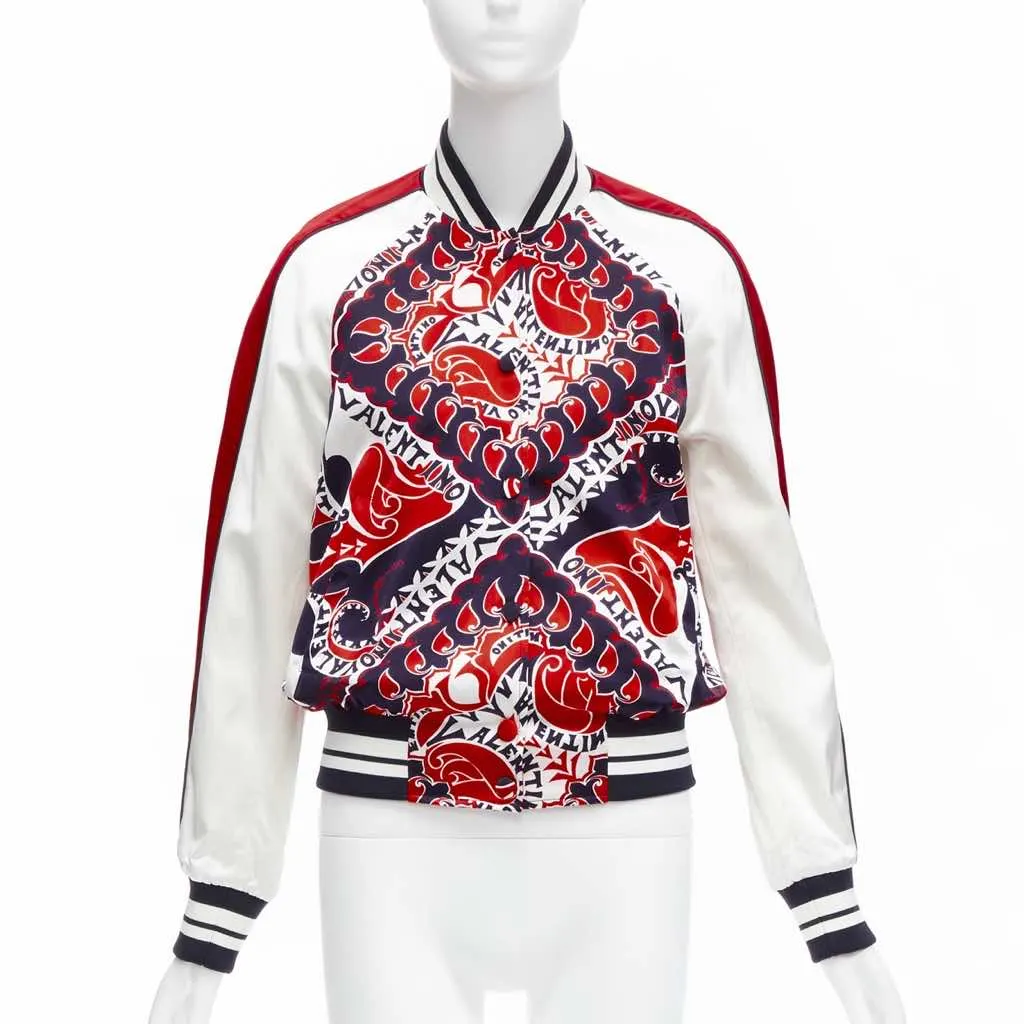 Valentino Red Satin Bomber Jacket Red Viscose Never worn - Front View