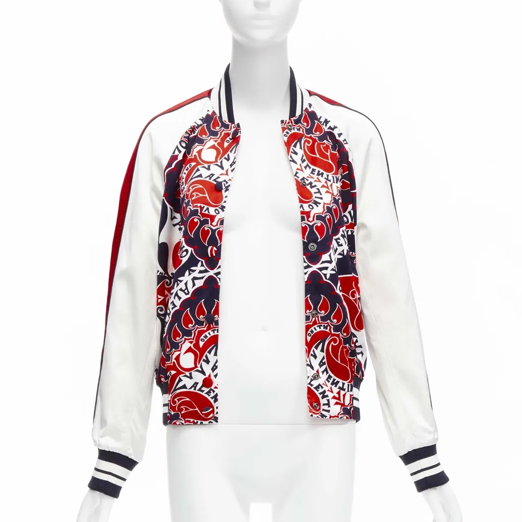 Valentino Red Satin Bomber Jacket Red Viscose Never worn - Inside View