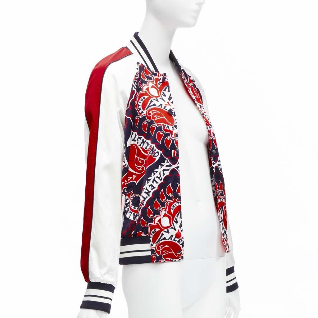 Valentino Garavani Red Satin Bomber Jacket - 4