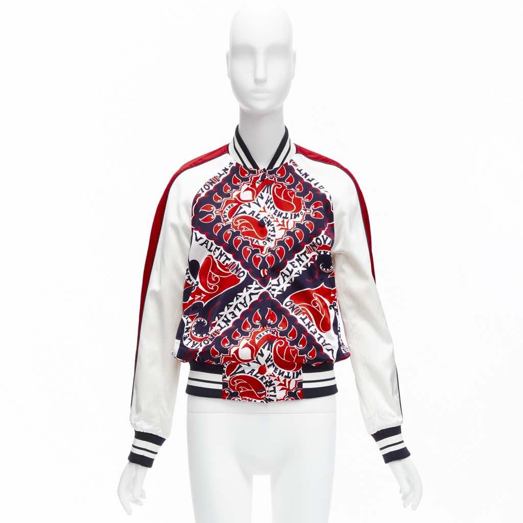 Valentino Garavani Red Satin Bomber Jacket - Image 13