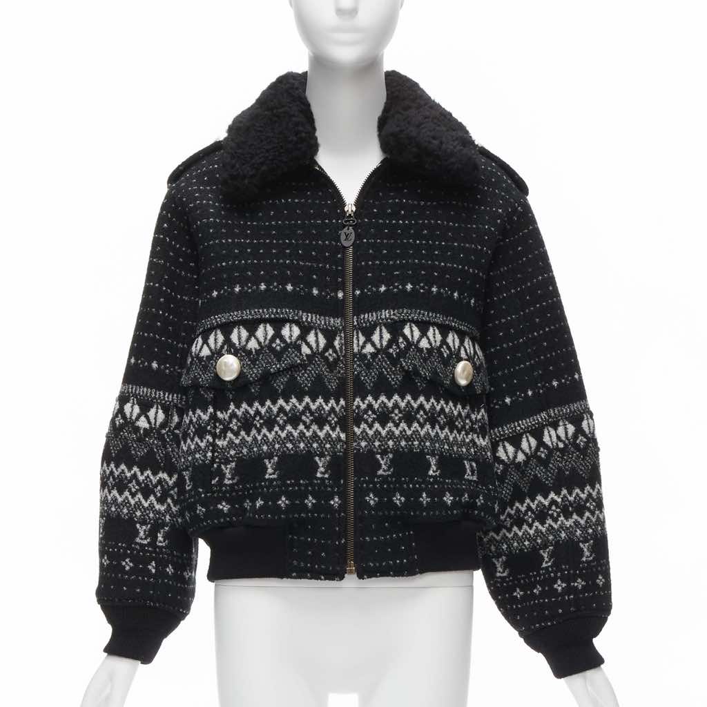 Louis Vuitton Black Intarsia Wool Jacket
