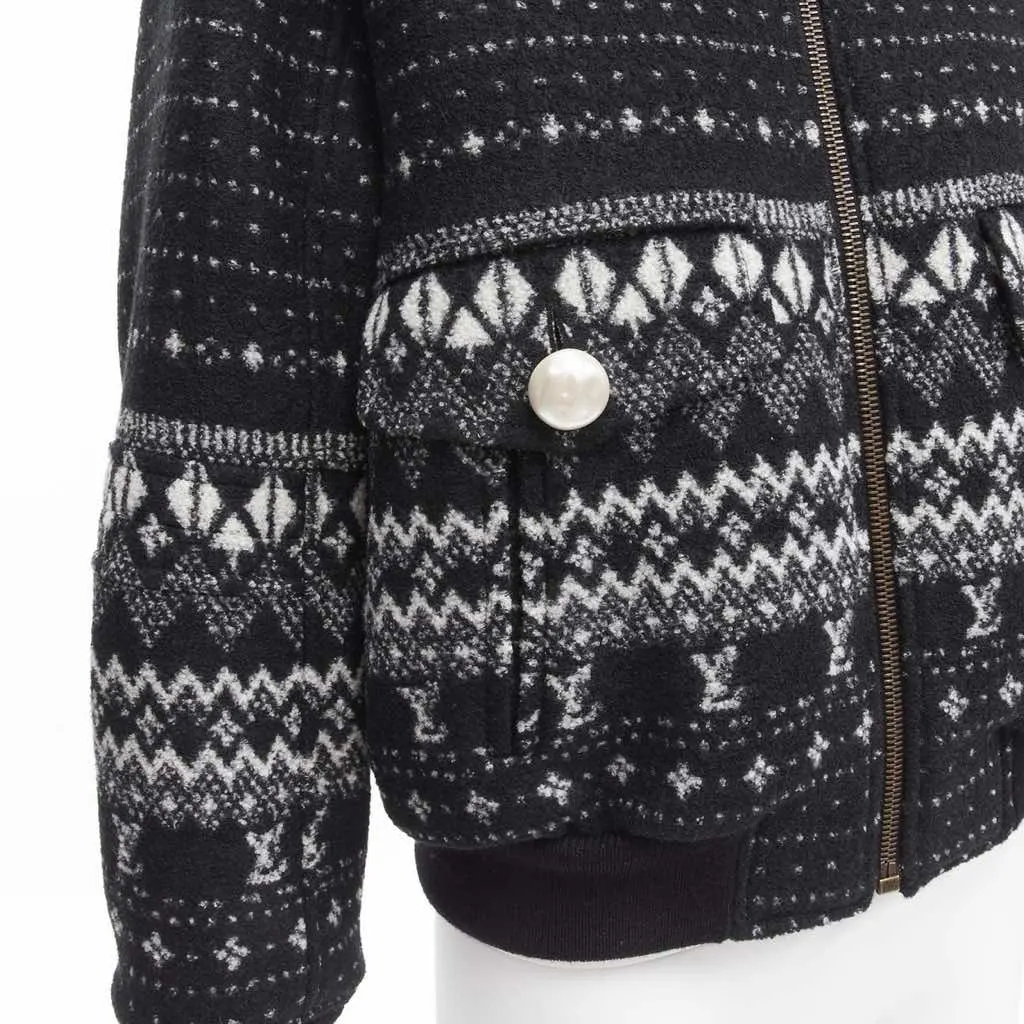 Louis Vuitton Black Intarsia Wool Jacket Black Wool Very good - Back View