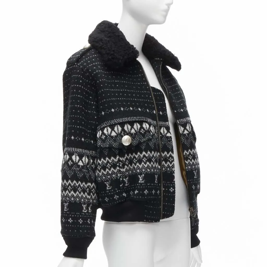 Louis Vuitton Black Intarsia Wool Jacket Black Wool Very good - Model View