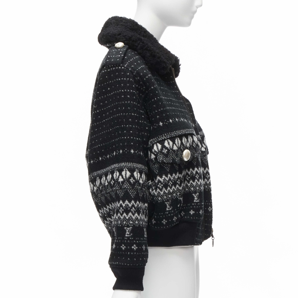 Louis Vuitton Black Intarsia Wool Jacket - Side view