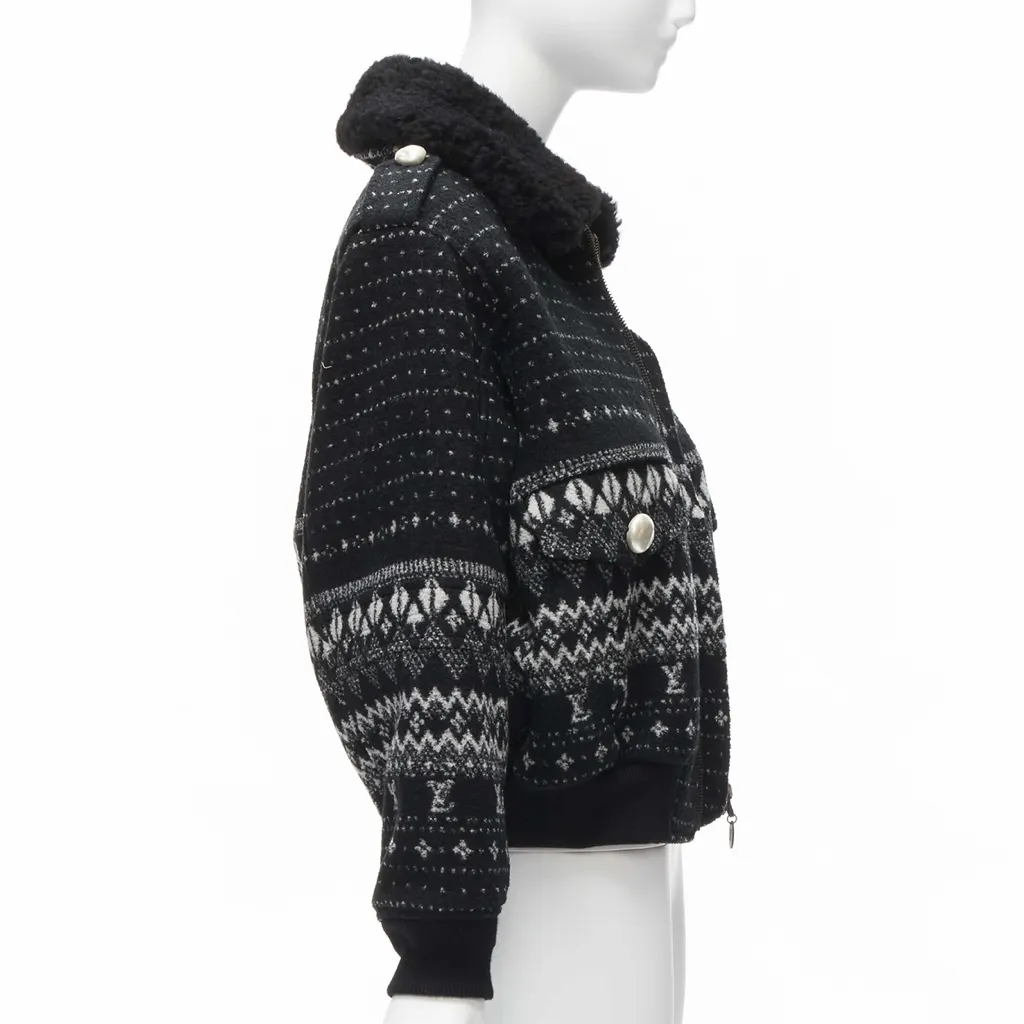 Louis Vuitton Black Intarsia Wool Jacket Black Wool Very good - Box View