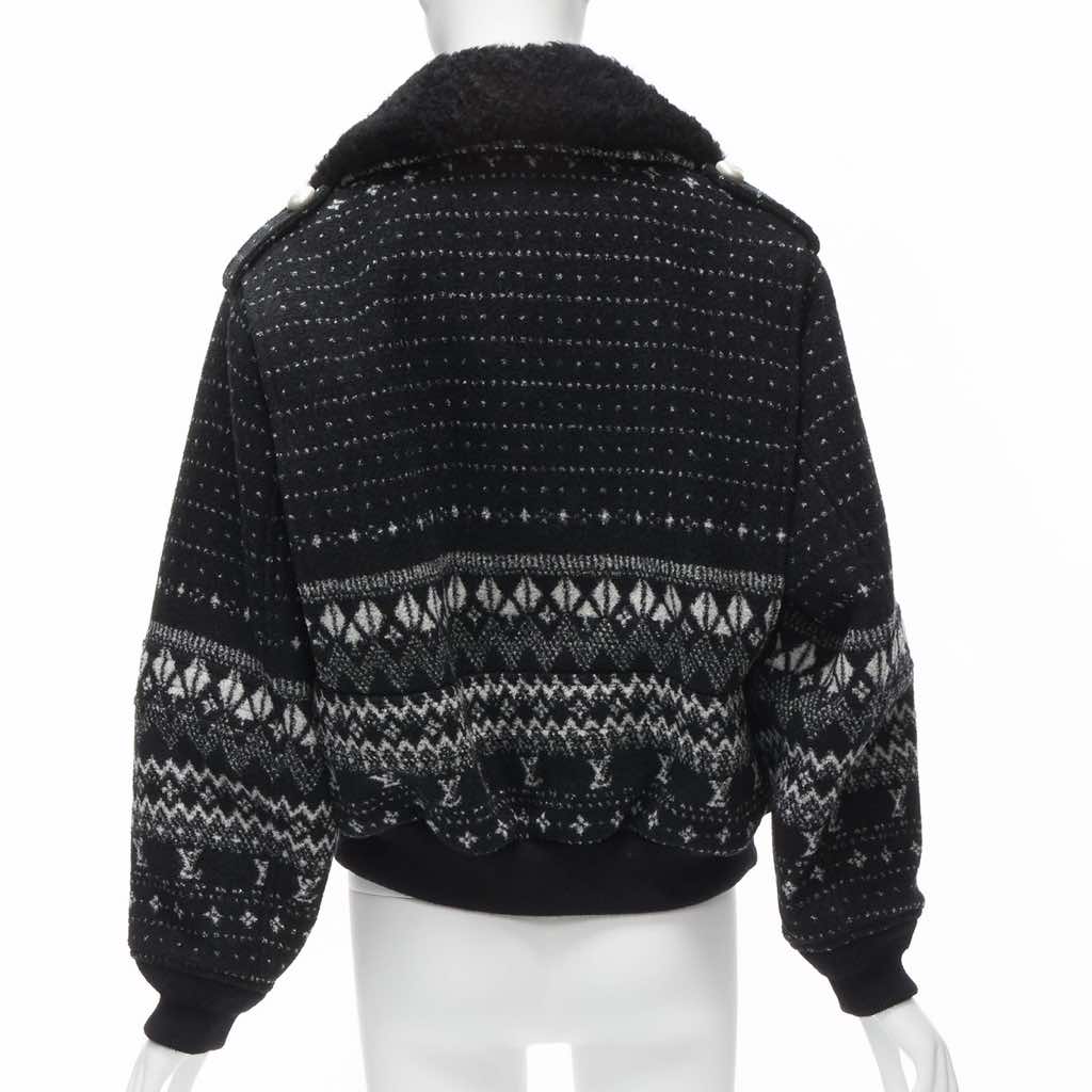 Louis Vuitton Black Intarsia Wool Jacket - Detail 1