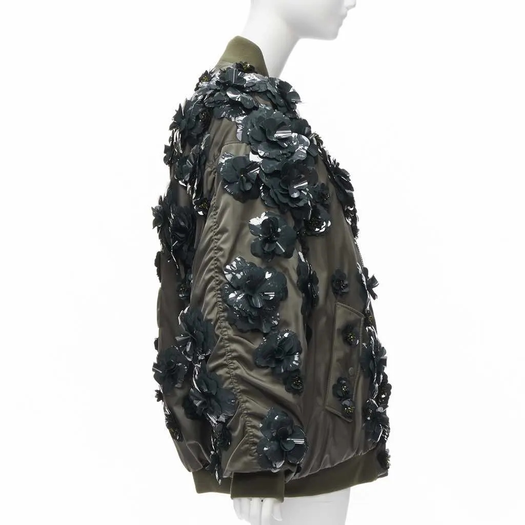 Prada Green Nylon Oversized Bomber Green Very good - Model View