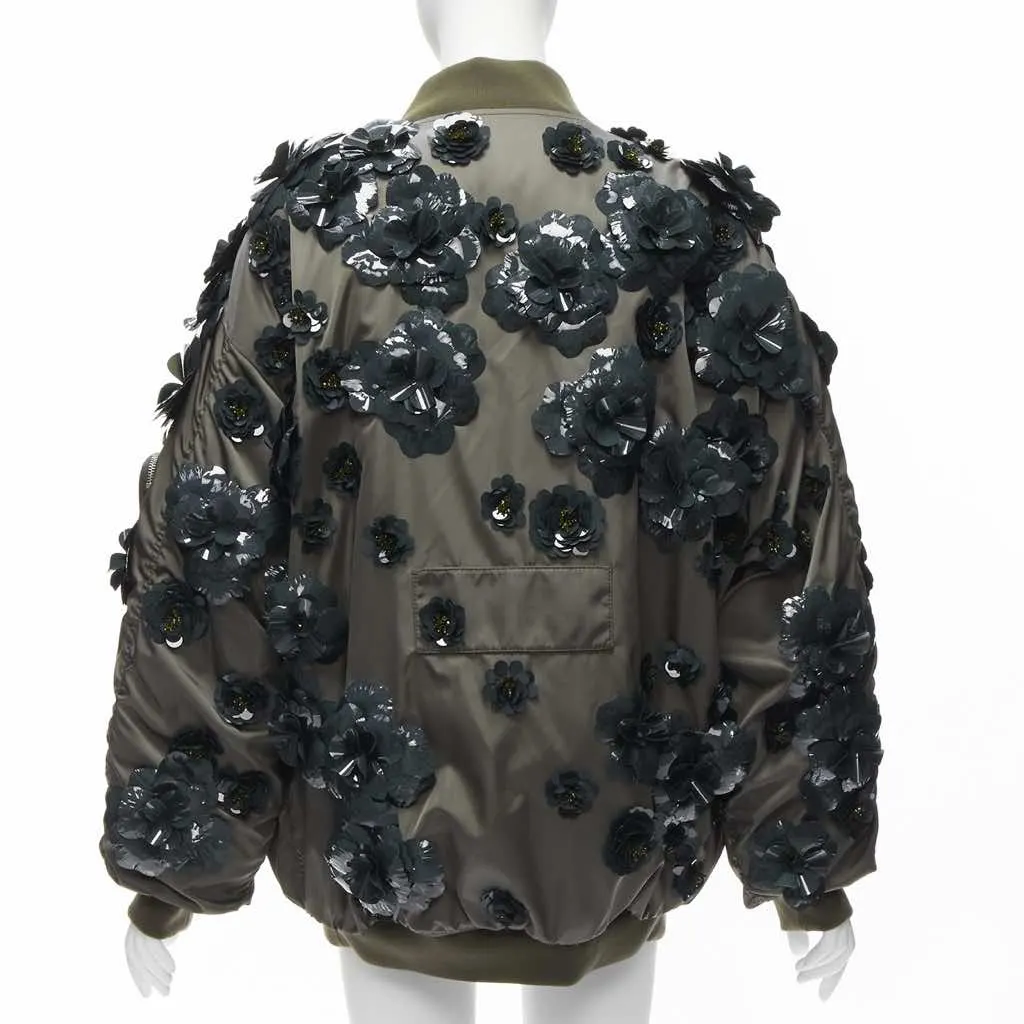 Prada Green Nylon Oversized Bomber Green Very good - Box View