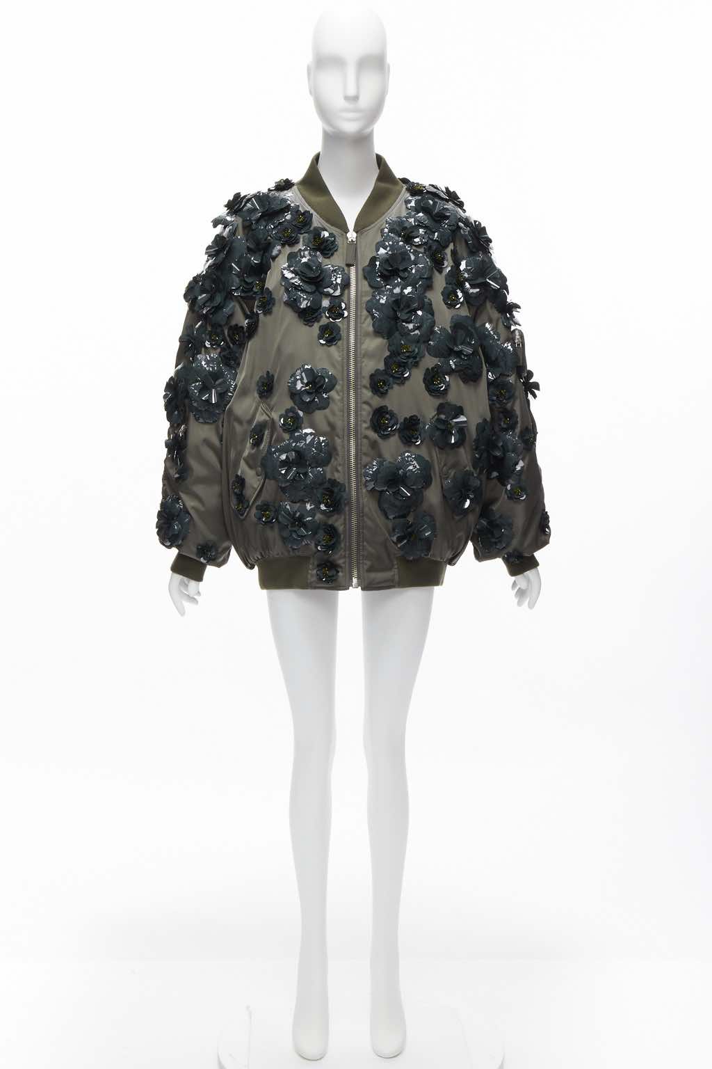 Prada Green Nylon Oversized Bomber - Image 12