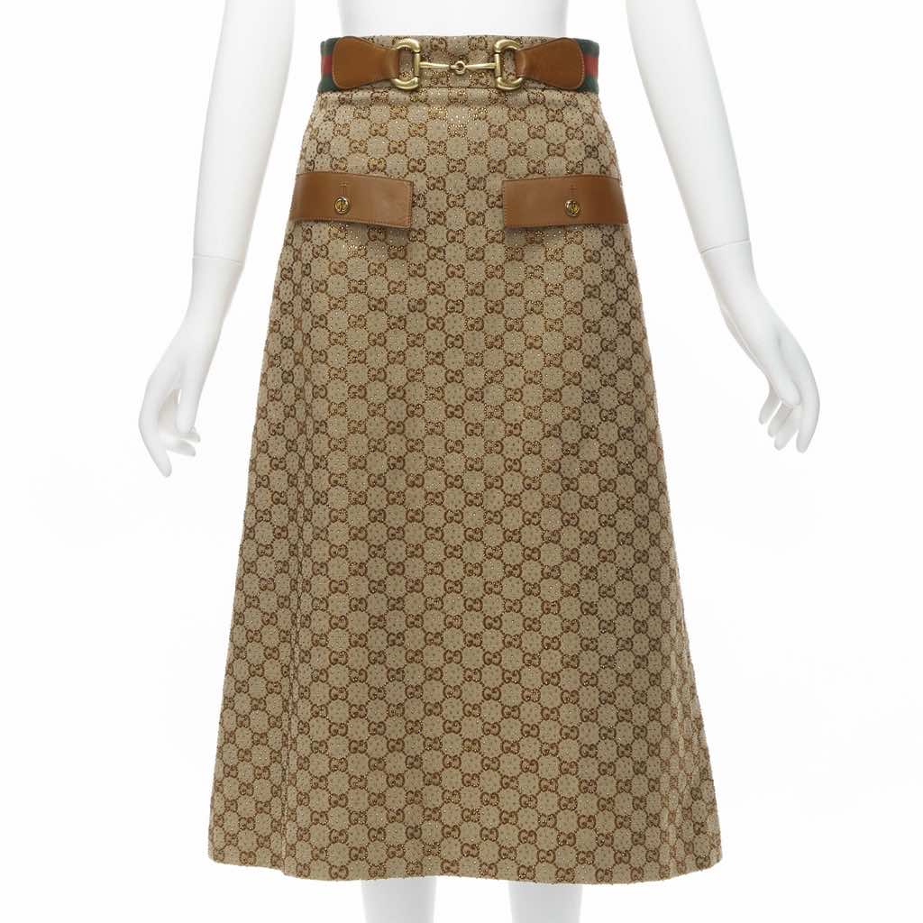 Gucci Crystal Leather Skirt