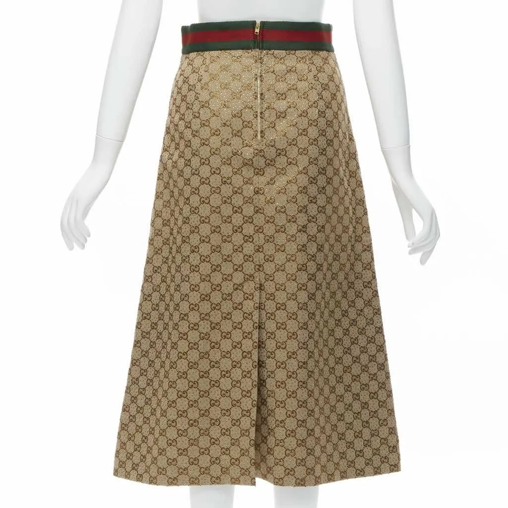 Gucci Crystal Leather Skirt Brown Polyester Very good - Box View