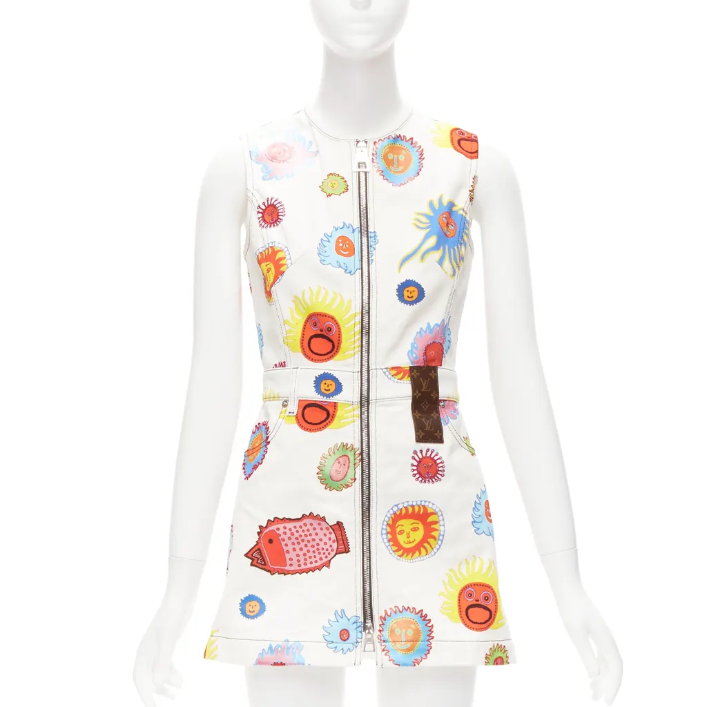 Louis Vuitton Kusama Zip Dress White Cotton Never worn - Front View