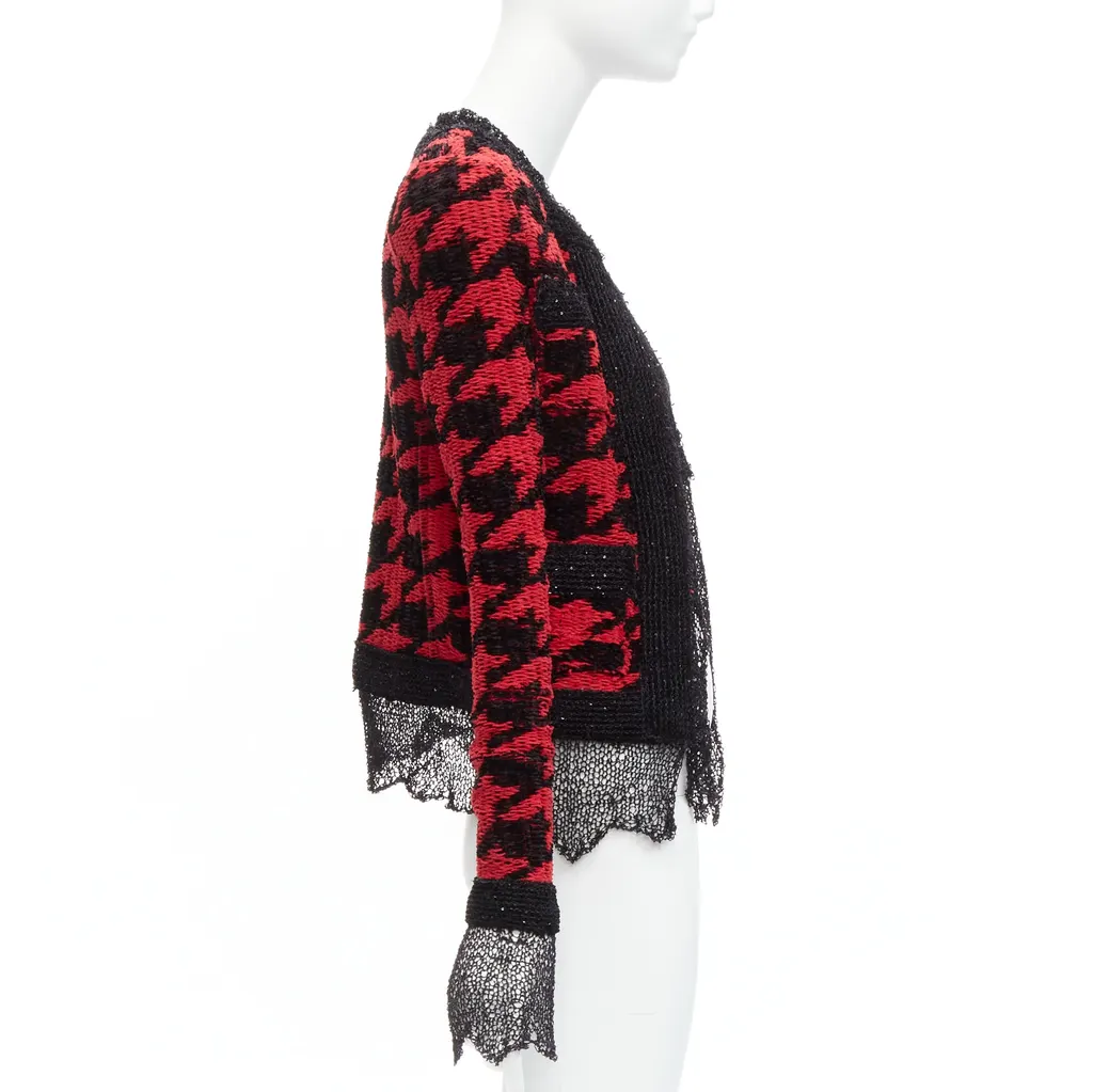 Balmain Houndstooth Mesh Jacket Black Viscose Never worn - Model View