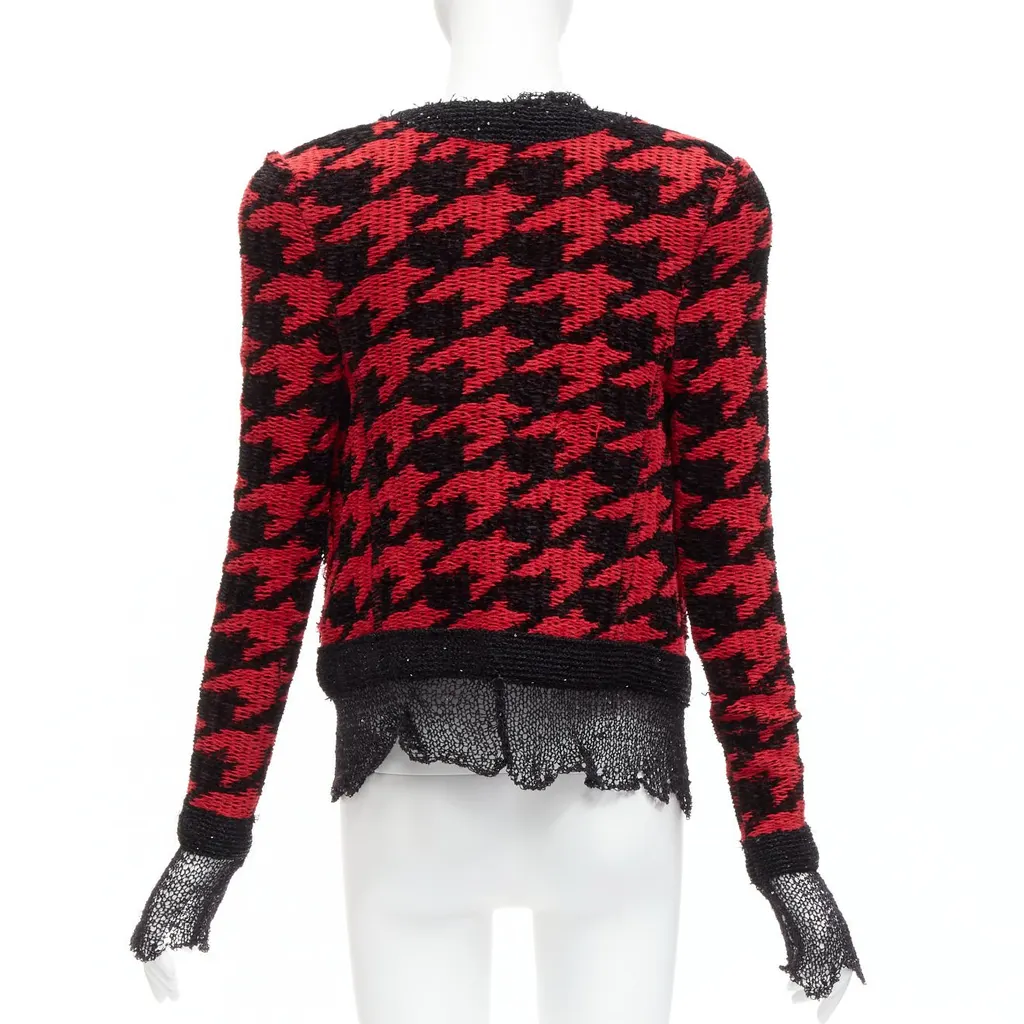Balmain Houndstooth Mesh Jacket Black Viscose Never worn - Box View