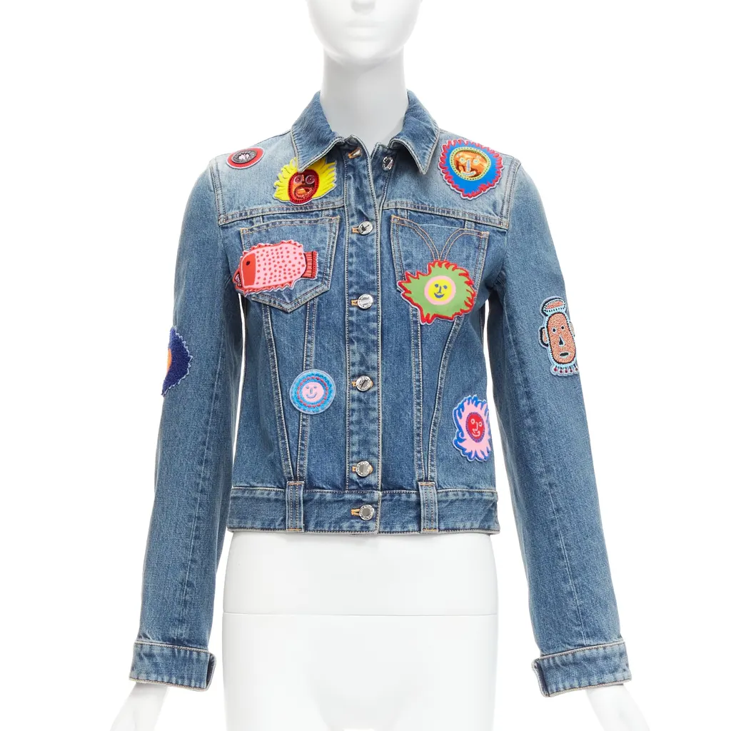 Louis Vuitton Patch Denim Jacket Blue Cotton Never worn - Front View