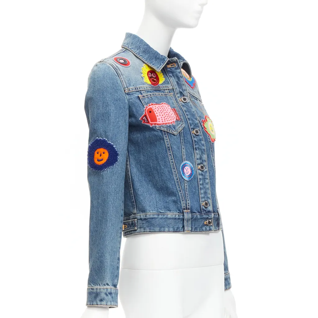 Louis Vuitton Patch Denim Jacket Blue Cotton Never worn - Model View