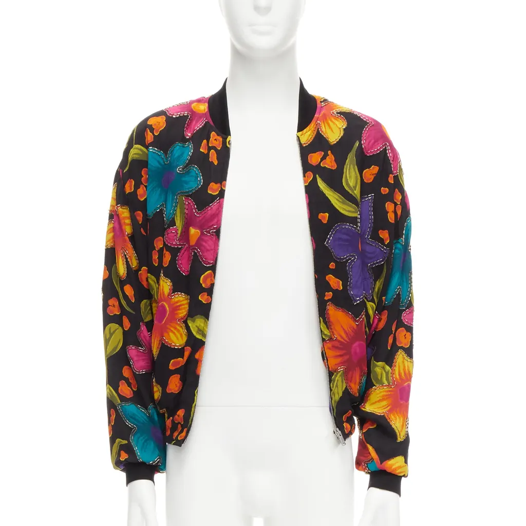 Saint Laurent Floral Crepe Bomber Jacket MultiColor Viscose Never worn - Inside View