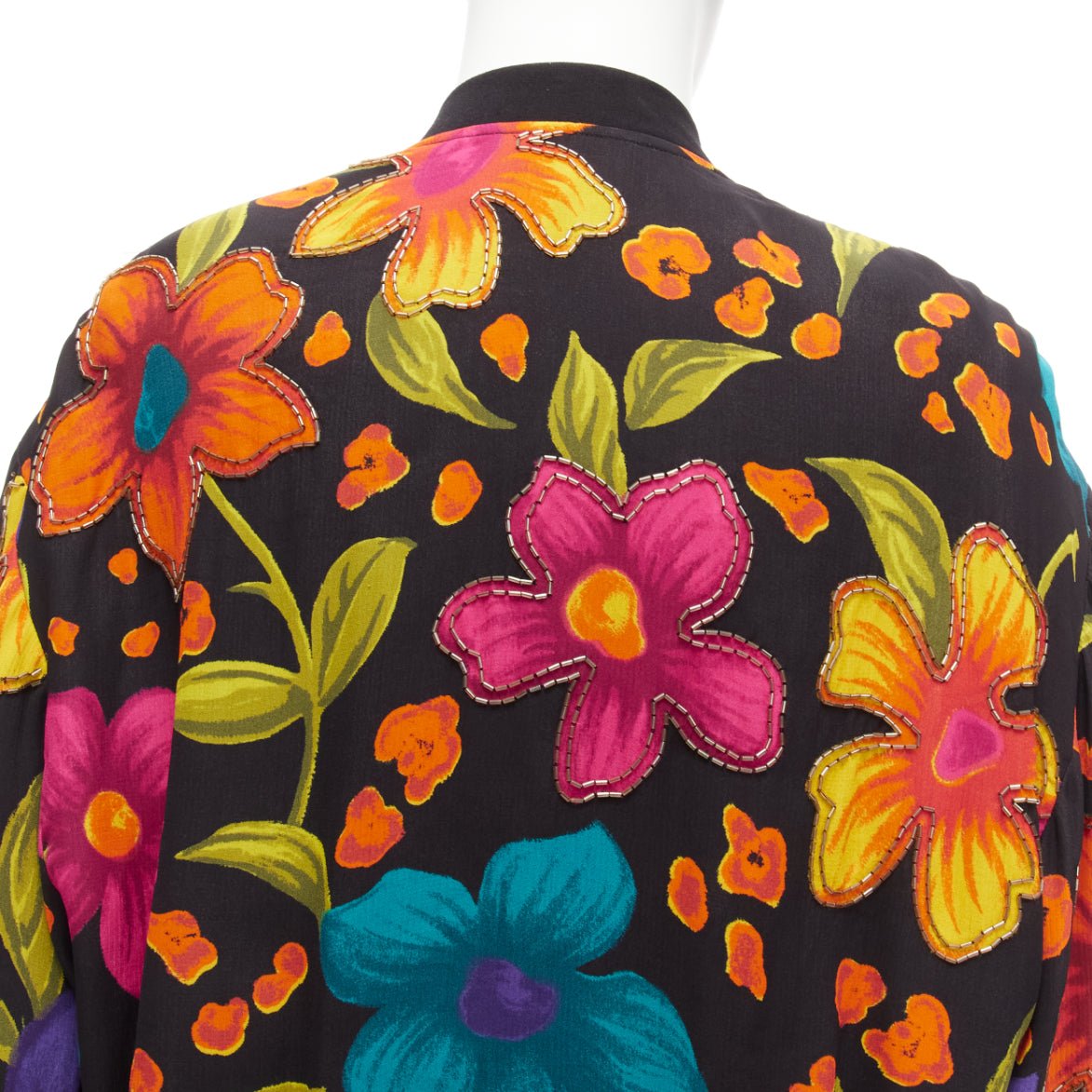 Saint Laurent Floral Crepe Bomber Jacket - Image 10
