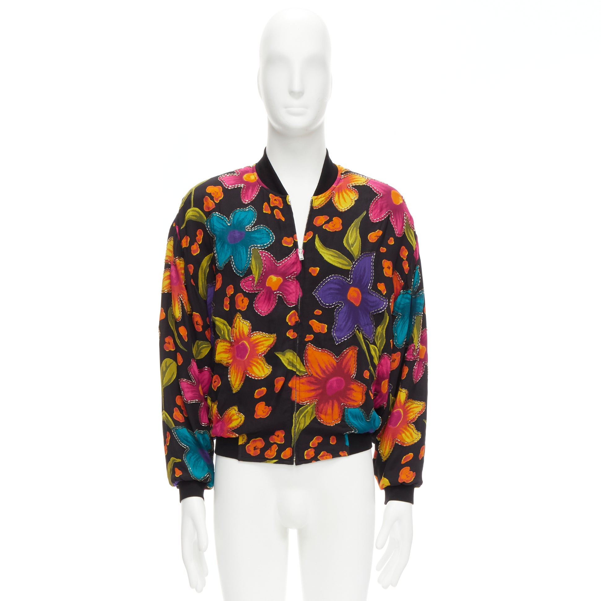 Saint Laurent Floral Crepe Bomber Jacket - Image 12