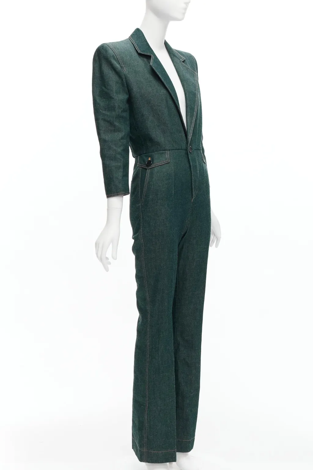Saint Laurent Denim Shoulder Jumpsuit Blue Never worn - Inside View