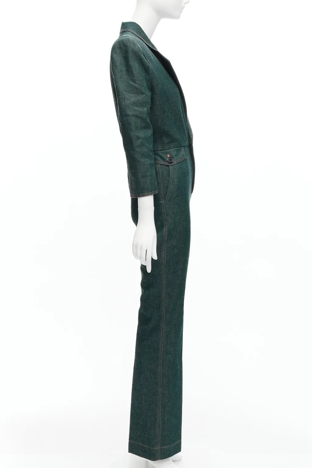 Saint Laurent Denim Shoulder Jumpsuit Blue Never worn - Model View