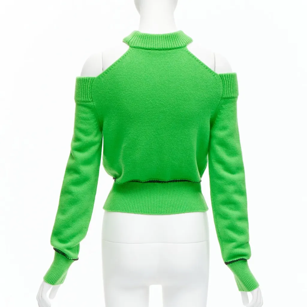Alexander McQueen Green Cold Shoulder Green Wool Never worn - Box View