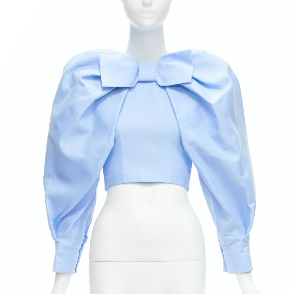 Shushu Tong Bow Puff Top Blue Cotton Very good - Front View