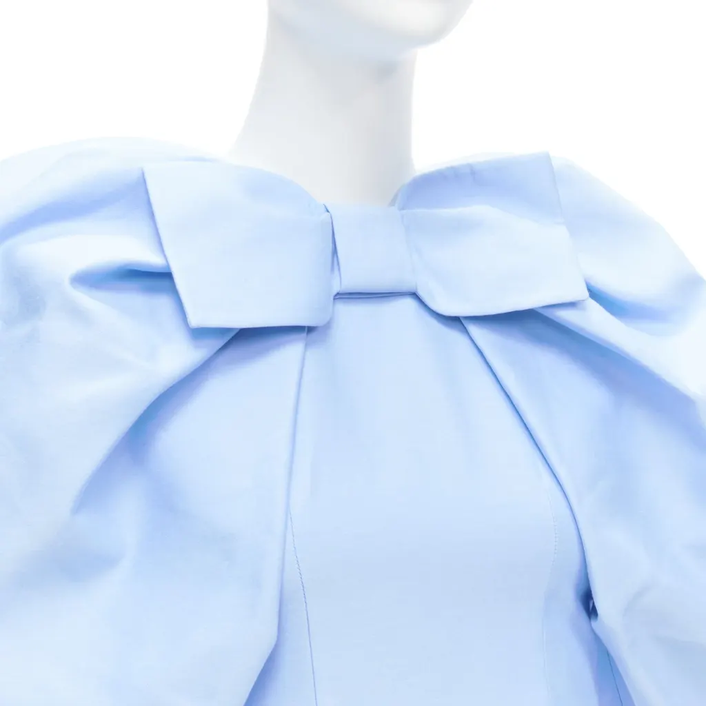 Shushu Tong Bow Puff Top Blue Cotton Very good - Back View