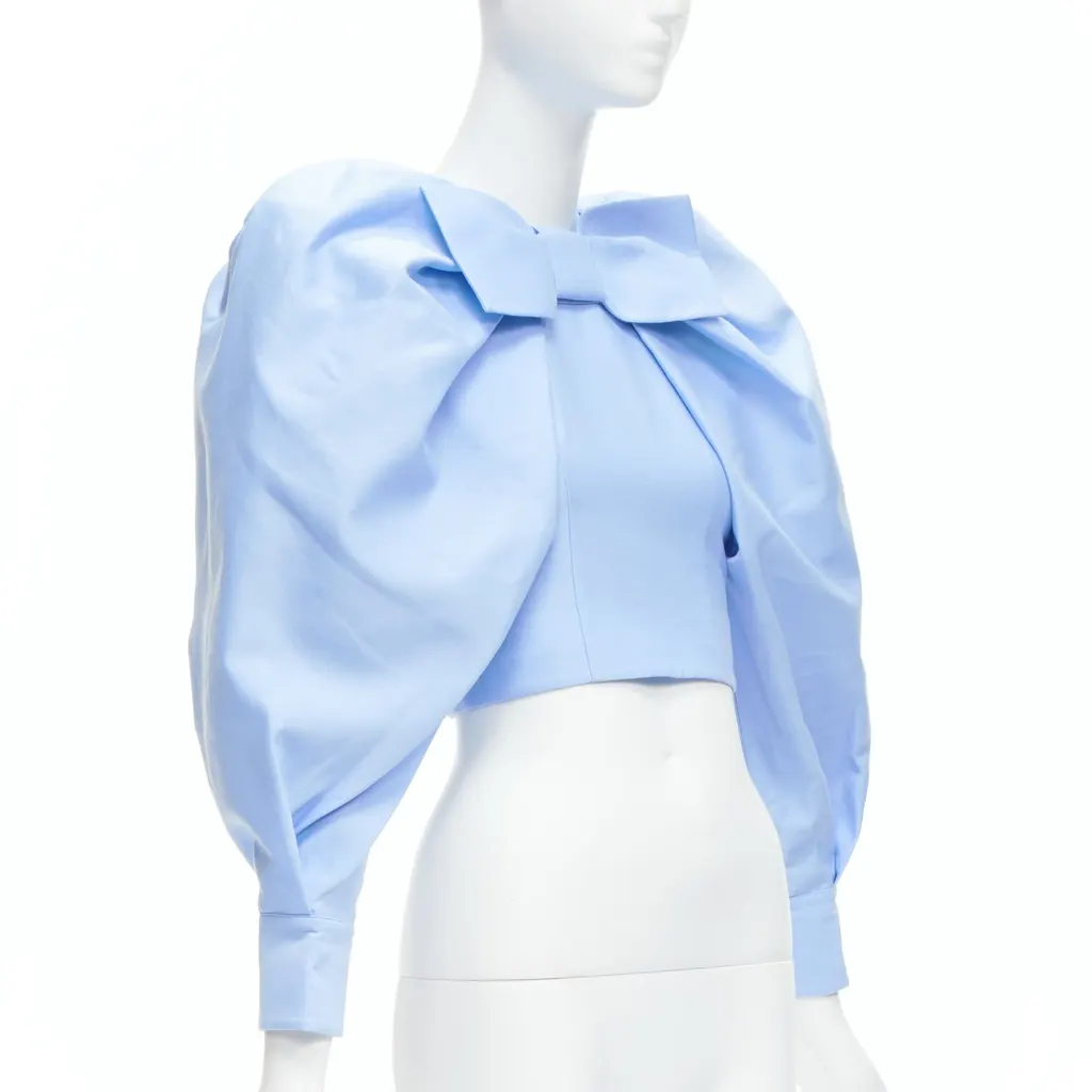Shushu Tong Bow Puff Top Blue Cotton Very good - Inside View