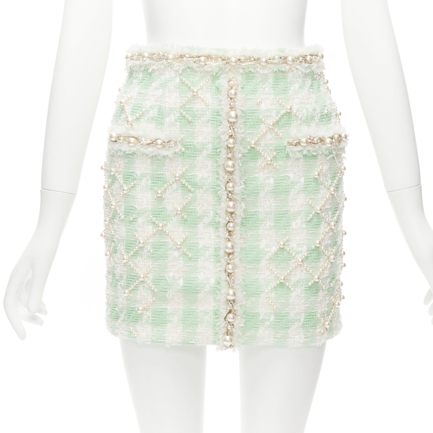 Balmain Tweed Pearl Skirt