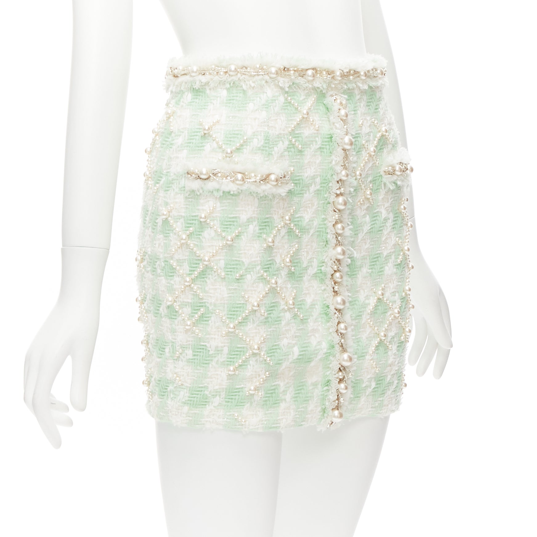 Balmain Tweed Pearl Skirt - Image 6