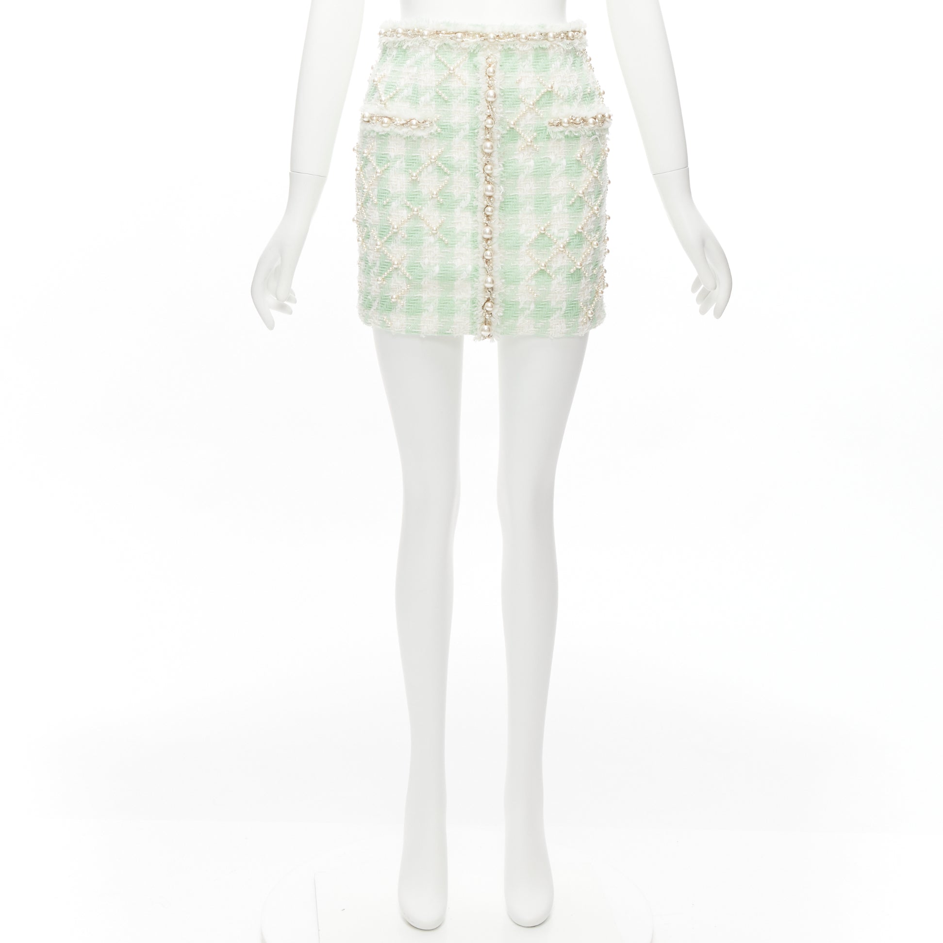 Balmain Tweed Pearl Skirt - Image 11