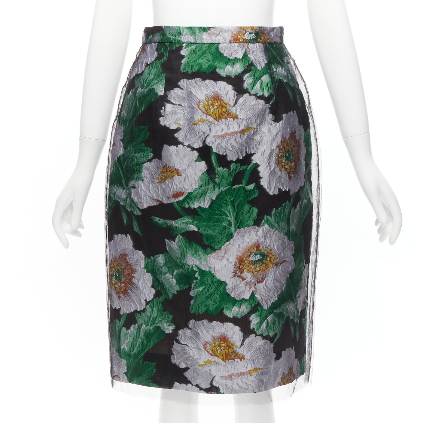 Oscar De La Renta Floral Jacquard Skirt