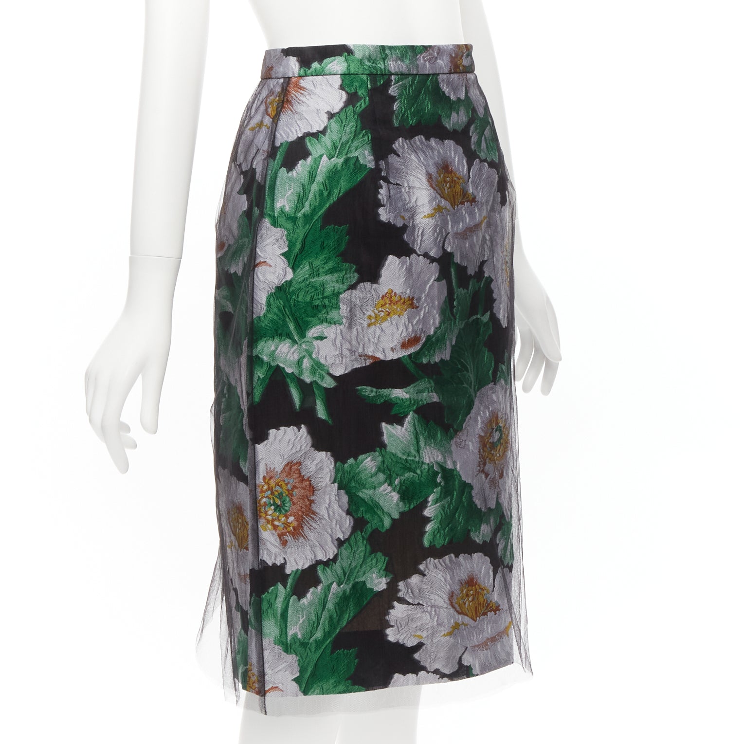 Oscar De La Renta Floral Jacquard Skirt - Image 6
