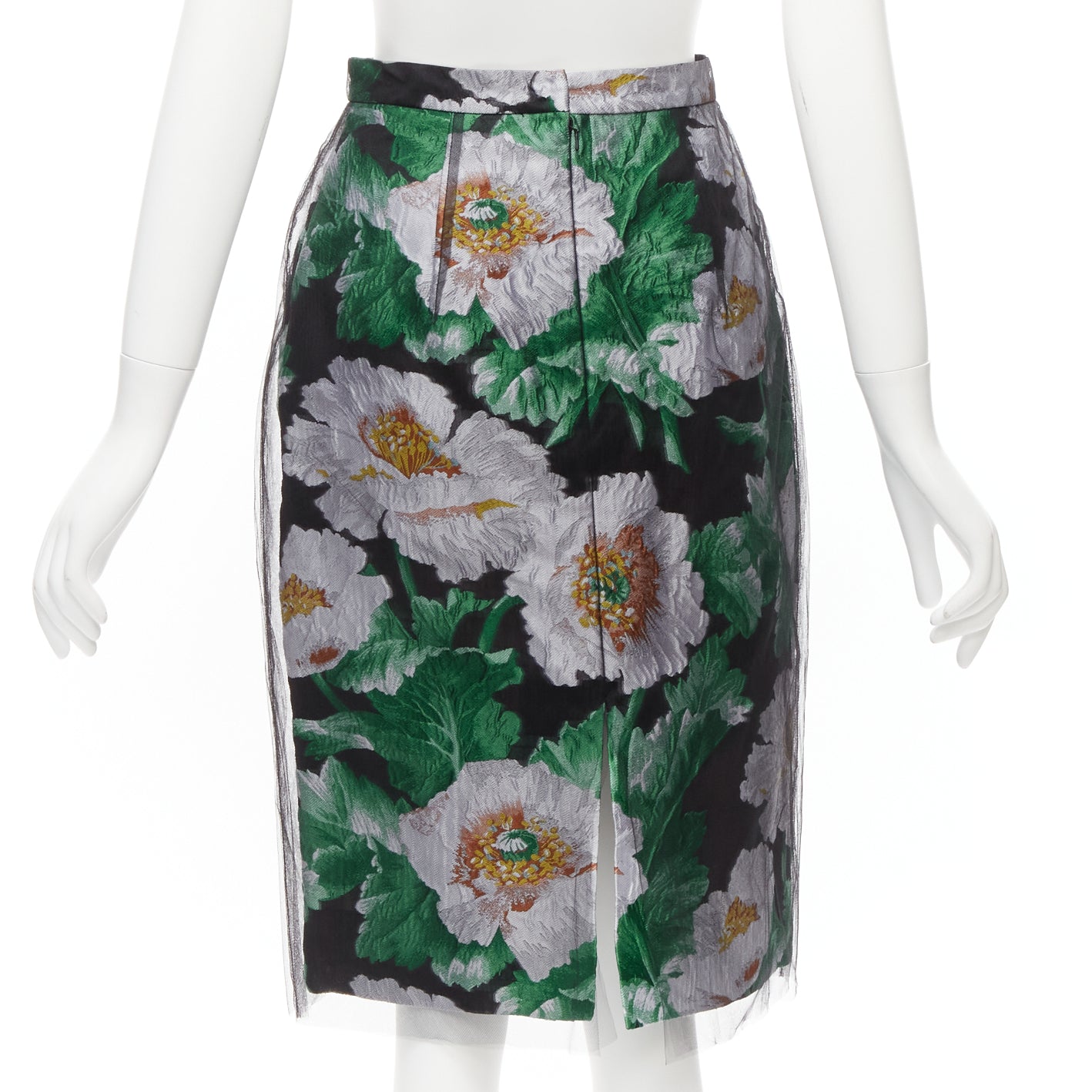 Oscar De La Renta Floral Jacquard Skirt - Side view
