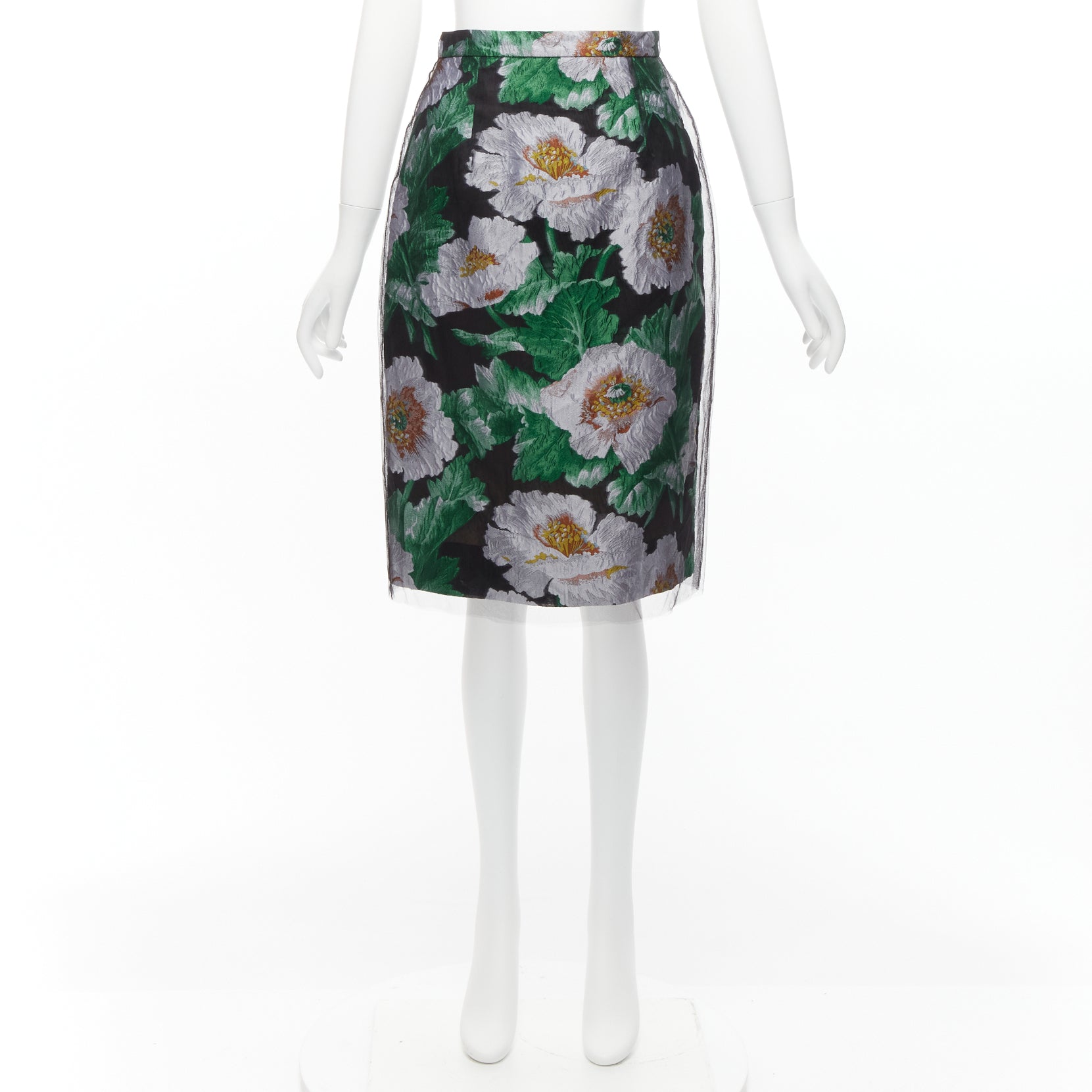 Oscar De La Renta Floral Jacquard Skirt - Image 11