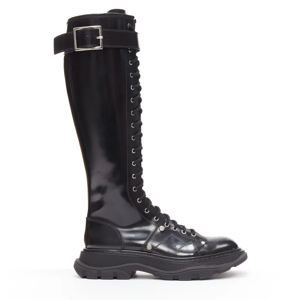 Alexander McQueen Tread Black Leather Very good - Front View